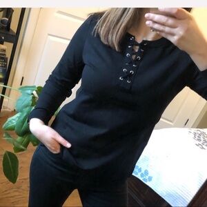 Karen Scott petite Lace-Up Top